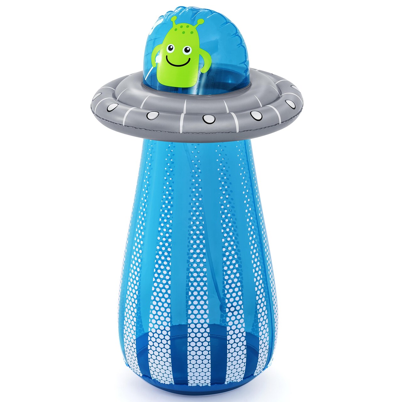 H2OGO! Inflatable Bop Bag Sprinkler - UFO Blaster - 24x47" Blue & Grey, Alien Space Ship Sprays Water, Punch-Push-Kick, In-Outdoor Play Toy, Kids 3+
